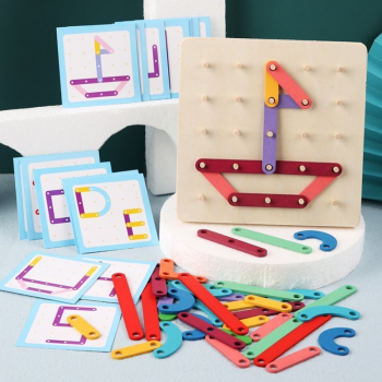 Jucarie Montessori din Lemn Flippy Tip Puzzle Forme Litere Educativ Multicolor 
