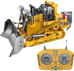 Buldozer cu telecomanda sunete si lumini LED multiple functii si detalii bine definite incarcare USB acumulator inclus. 25x13x12cm 