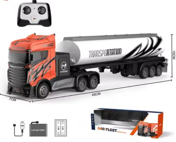 Camion semiremorca Cisterna cu telecomanda incarcare USB acumulator inclus 45x7x10cm 