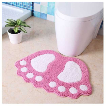 Covoras de baie roz din PVC model picioare anti-derapant ultra-absorbant 60 x 40 cm 