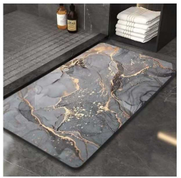 Covoras pentru baie anti-alunecare model Luxury Marmura gri inchis 