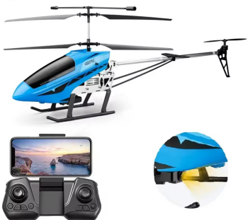Elicopter mare cu telecomanda si camera duala 4K UHD lumini LED giroscop incarcare USB acumulator inclus 72x38x23cm