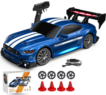 Masina cu telecomanda pentru Drifturi 30km/h lumini LED cauciucuri interschimbabile efect de fum incarcare USB acumulator inclus 3.7V 