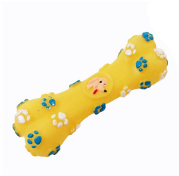 Jucarie pentru caini in forma de os cu sunet tipatoare 16cm Galben Ropet 