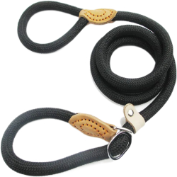 Lesa cordelina pentru caini cu opritor anti-tragere 10mm x 1.5m Negru Ropet 