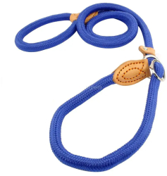 Lesa cordelina pentru caini cu opritor anti-tragere 8mm x 1.7m Albastru Ropet 