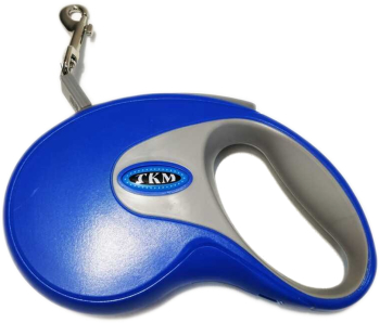 Lesă Retractabilă TKM mâner ergonomic buton frânare cu banda 3m Albastru