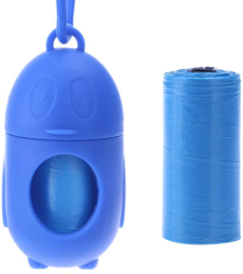 Set 2 role x 15 saci menajeri pentru fecale si dispenser cu agatatoare pentru caini si pisici Albastru Ropet 