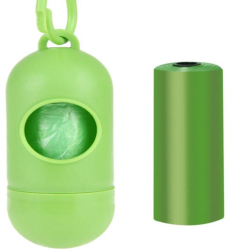 Set 2 role x 15 saci menajeri pentru fecale si dispenser cu agatatoare pentru caini si pisici Verde Ropet 