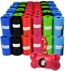 Set 600 de pungi igienice pentru caini pisici cu dispenser in forma de os multicolor 