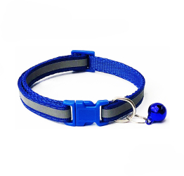 Zgarda ajustabila cu clopotel pentru caini si pisici 18-32cm/1cm reflectorizanta Albastru Ropet 