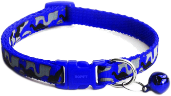 Zgarda ajustabila cu clopotel pentru caini si pisici 18-32cm/1cm Reglabil Albastru Ropet 