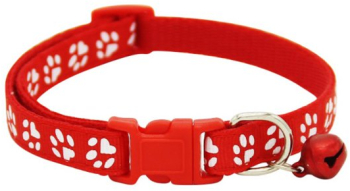 Zgarda ajustabila cu clopotel pentru caini si pisici 18-32cm/1cm Rosu Ropet 
