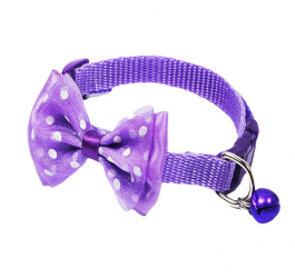 Zgarda ajustabila cu clopotel si fundita pentru caini 27-42cm/15mm Mov Ropet 
