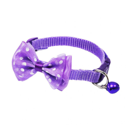 Zgarda ajustabila cu fundita pentru caini si pisici 22-33cm/10mm Mov Ropet 
