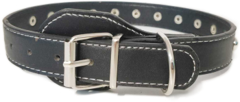 Zgarda Ropet din piele cu strasuri pentru caini 55cm/25mm Negru 