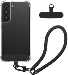 Husa Kwmobile cu snur detasabil pentru Samsung Galaxy S21 Transparent/Negru Silicon KWM000021UG001C 