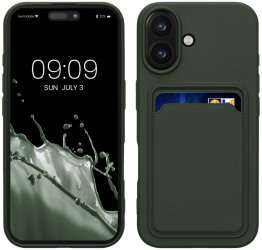 Husa Kwmobile pentru Apple iPhone 16 Verde inchis Silicon KWM000022UF002C 