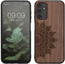 Husa Kwmobile pentru Samsung Galaxy A14 5G Maro Lemn/Silicon 60817.02
