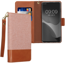 Husa Kwmobile pentru Samsung Galaxy S10 Roz deschis/Maro Textil/Silicon KWM000021SD001C 