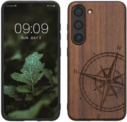 Husa Kwmobile pentru Samsung Galaxy S23 Maro Lemn/Silicon 61685.02 