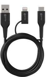 Cablu 2in1 USB A - USB C and Lightning by ONSG® 1.2m Incarcare Rapida 15W Transfer Date 480Mbps Compatibil iPhone Samsung Androi