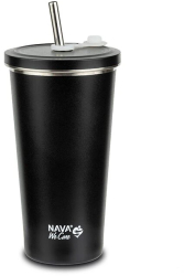 Cana termica cu pai din otel inoxidabil Nava We care 500 ml negru 