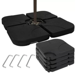 Baza patrata pentru umbrela de gradina Zola 4 elemente umplere apa nisip sau ciment capacitate 60 l dimensiuni totale 104x104x8 cm mat 