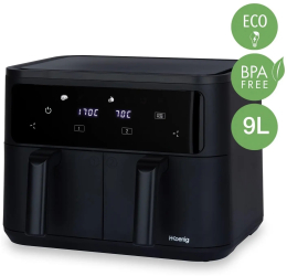 Friteuza dubla cu aer cald Air Fryer H.Koenig FRY900 2400 W 9 litri negru 