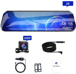 Resigilat Camera Auto Tip Oglinda E-ACE A38 Dubla 12 Inch 2K IPS Touch Screen 1440P Night Vision PIP 