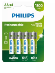 Set 4 baterii reincarcabile AA Philips 1300mAh - NOU 