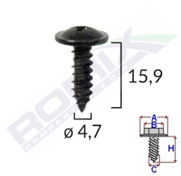 Surub Fixare Alfa Romeo. Fiat. Bmw 4.7X15.9Mm - Negru Set 10Buc 