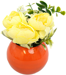 Vaza Rotunda Cu Flori Galben Plastic 17Cm - Galben Plastic 17cm 