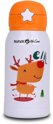 Sticla din otel inoxidabil cu pai We Care orange elk 500ml 