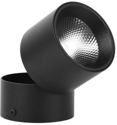 Aplica LED Techstar® AP Putere 15W Culoare Lumina 3000K Diametru 8.7cm CRI 80+ Corp Aluminiu Reglabil 90° Negru 