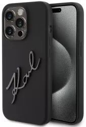 Husa pentru iPhone 15 Pro - Karl Lagerfeld Silicone KLHCP15LSKSBMCK - Karl Script 