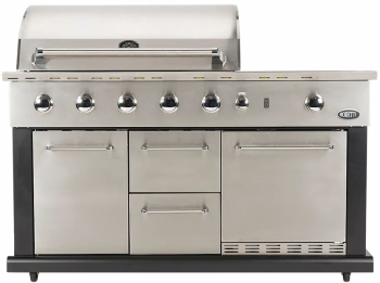 Gratar pe gaz cu frigider incorporat Boretti Luciano Nero 7 arzatoare 91x45 cm inox