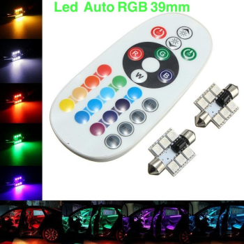 Led Auto interior RGB 39mm Telecomanda  12V 1W