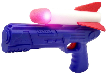 Pistol de Jucarie Flippy cu Lansator de Racheta din Polistiren/Plastic Lumina LED +3 Ani Albastru/Rosu 