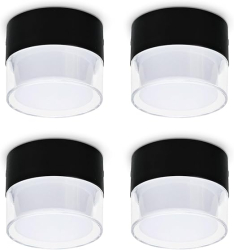 Set 4 spoturi LED montate la suprafata - 12W 1200LM 100x77mm negru - 3000K alb cald/4000K alb neutru/alb rece 6500K 230V YindaLux