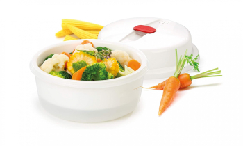 Vas de gatit cu abur Tescoma 705010 Purity pentru cuptorul cu microunde 21 cm alb - RESIGILAT 
