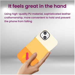 Husa de protectie portocalie din piele ecologica rezistenta la socuri pentru Iphone 14 