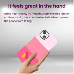 Husa de protectie roz din piele ecologica rezistenta la socuri pentru Iphone 14