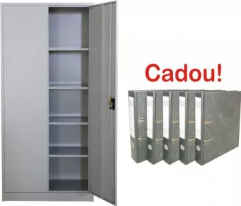 Dulap Fiset metalic ASAMBLAT cu 4 rafturi 800x350x1800 mm 40 kg/polita PLUS+CADOU 5 BIBLIORAFT MARMORAT ECONOMY 8 CM 