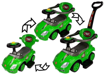 Masinuta premergator cu maner parental 3 in 1 Mega Car verde 
