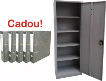 Dulap Fiset metalic cu 4 rafturi A60 600x400x1800 mm LxlxH 40 kg/polita neasamblat PLUS+CADOU 5 Biblioraft Marmorat 8 cm 