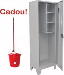 Dulap Fiset metalic OBIECTE CURATENIE AC60 cu picioare 600x400x1920 mm neasamblat+CADOU SET Galeata+Storcator+Mop 