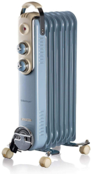 Radiator ulei Ariete VINTAGE 0837/05 1500W 7 aripioare 15 m2 3 nivele roti pivotante 360 grade Maner Albastru