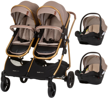 Carucior gemeni Chipolino Duo Smart 3 in 1 golden beige 