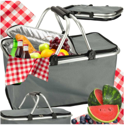 Cos de picnic pliabil termic pentru camping capacitate 32 l gri 